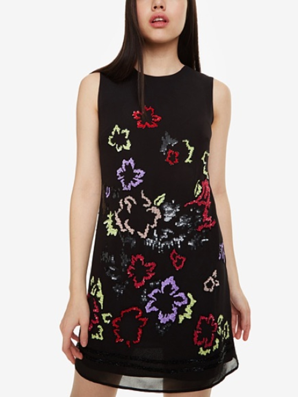 Floral Beaded Black Desigual‎ Dress